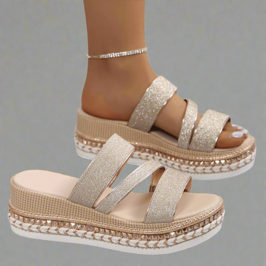 Helga | Sandales à talons confortables en tissu de haute qualité
