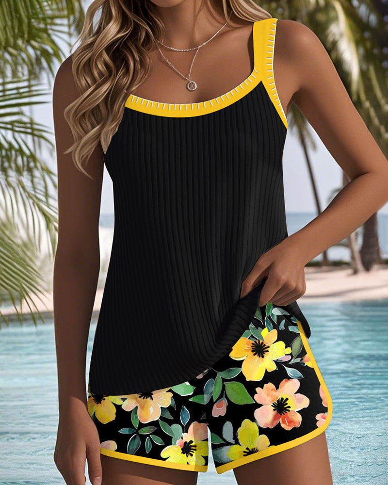 Ensemble Tankini à Pantalon de Plage Deux Pièces