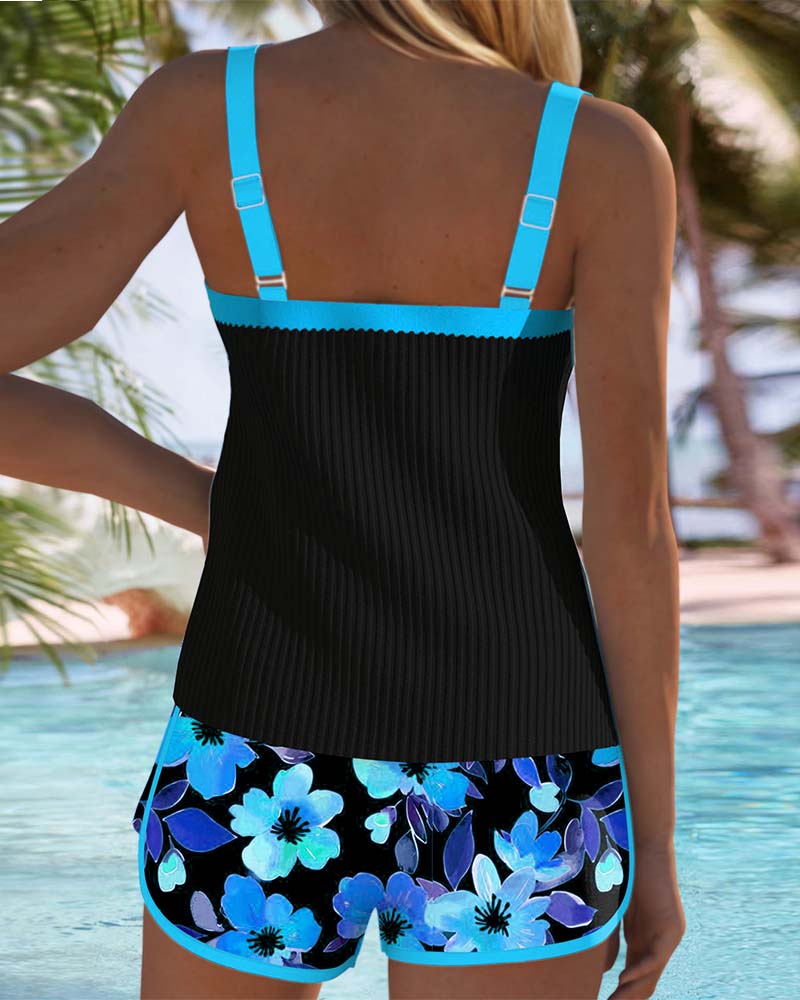Ensemble Tankini à Pantalon de Plage Deux Pièces