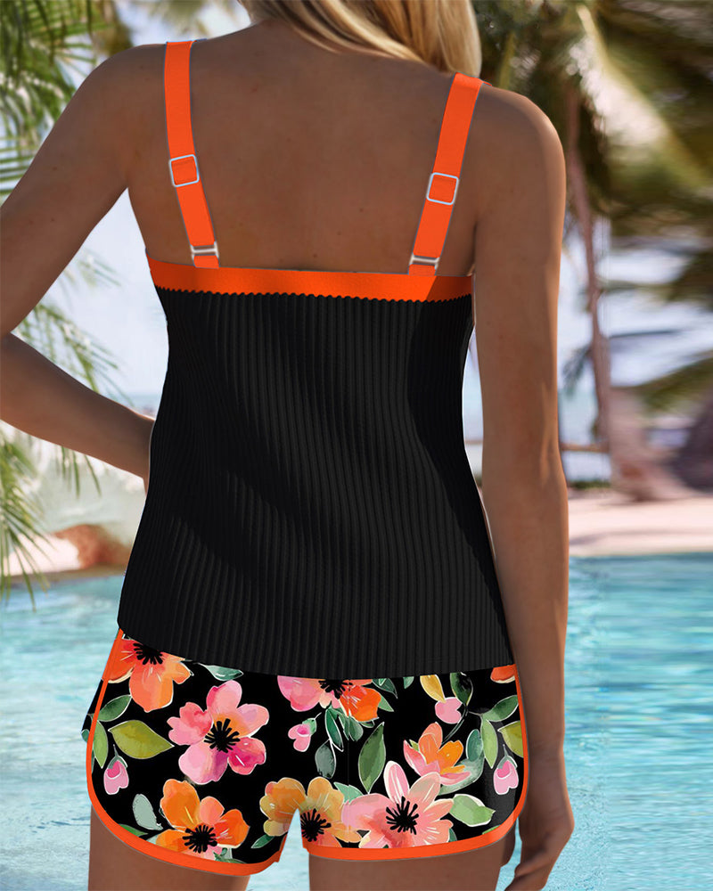Ensemble Tankini à Pantalon de Plage Deux Pièces
